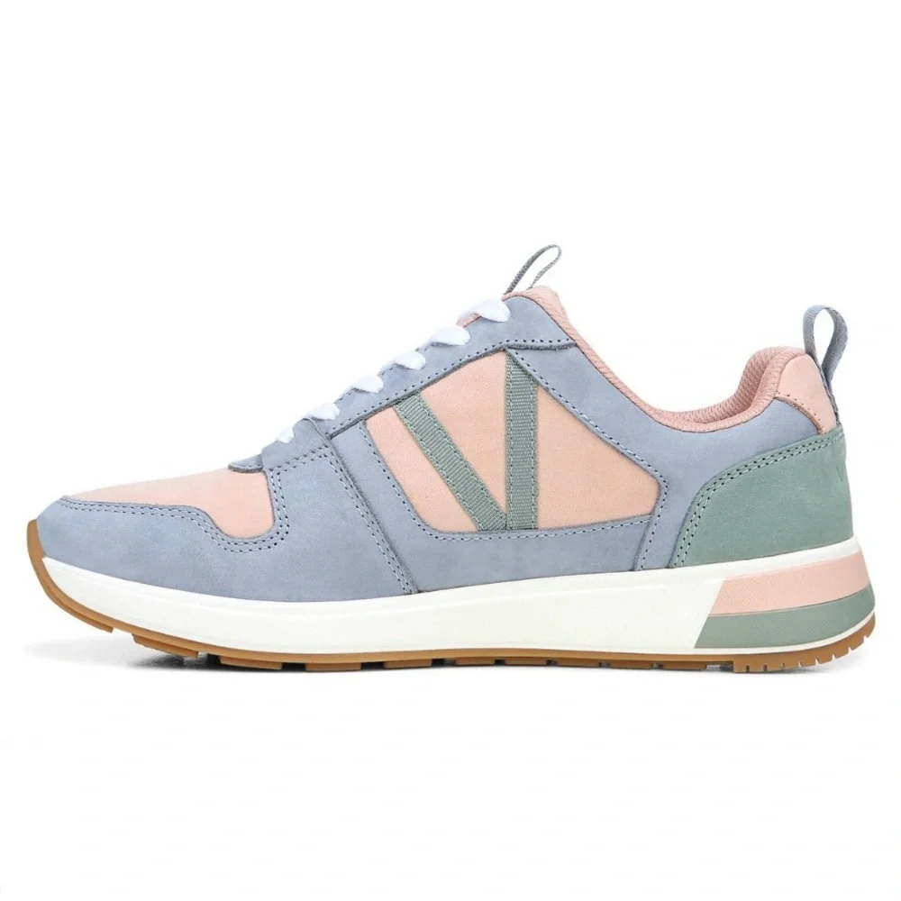 NEW Vionic Rechelle Women's Lace-up Casual Sneaker Shoes Misty Pink Blue & Green - Picture 2 of 8